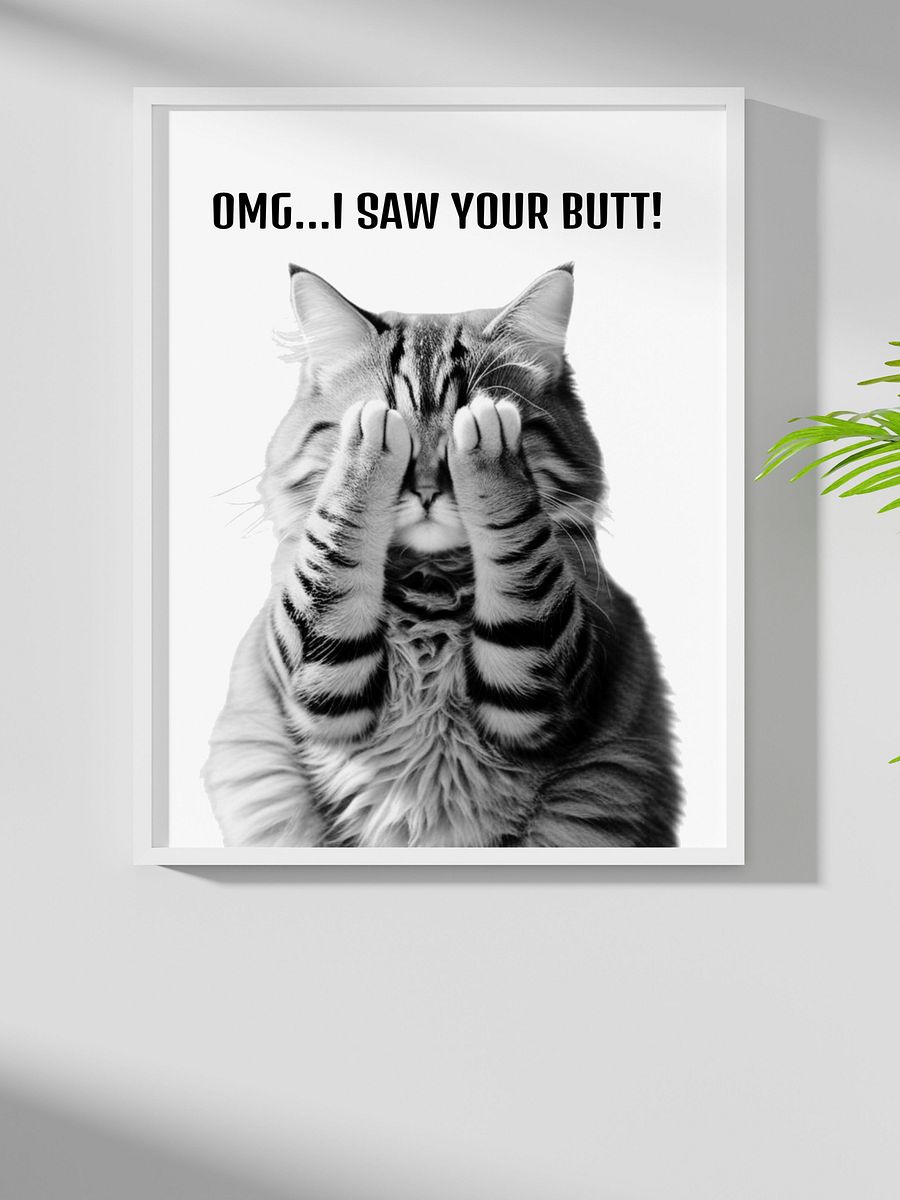 Black and White Cat Covering Eyes Bathroom Downloadable Wall Art product image (5)