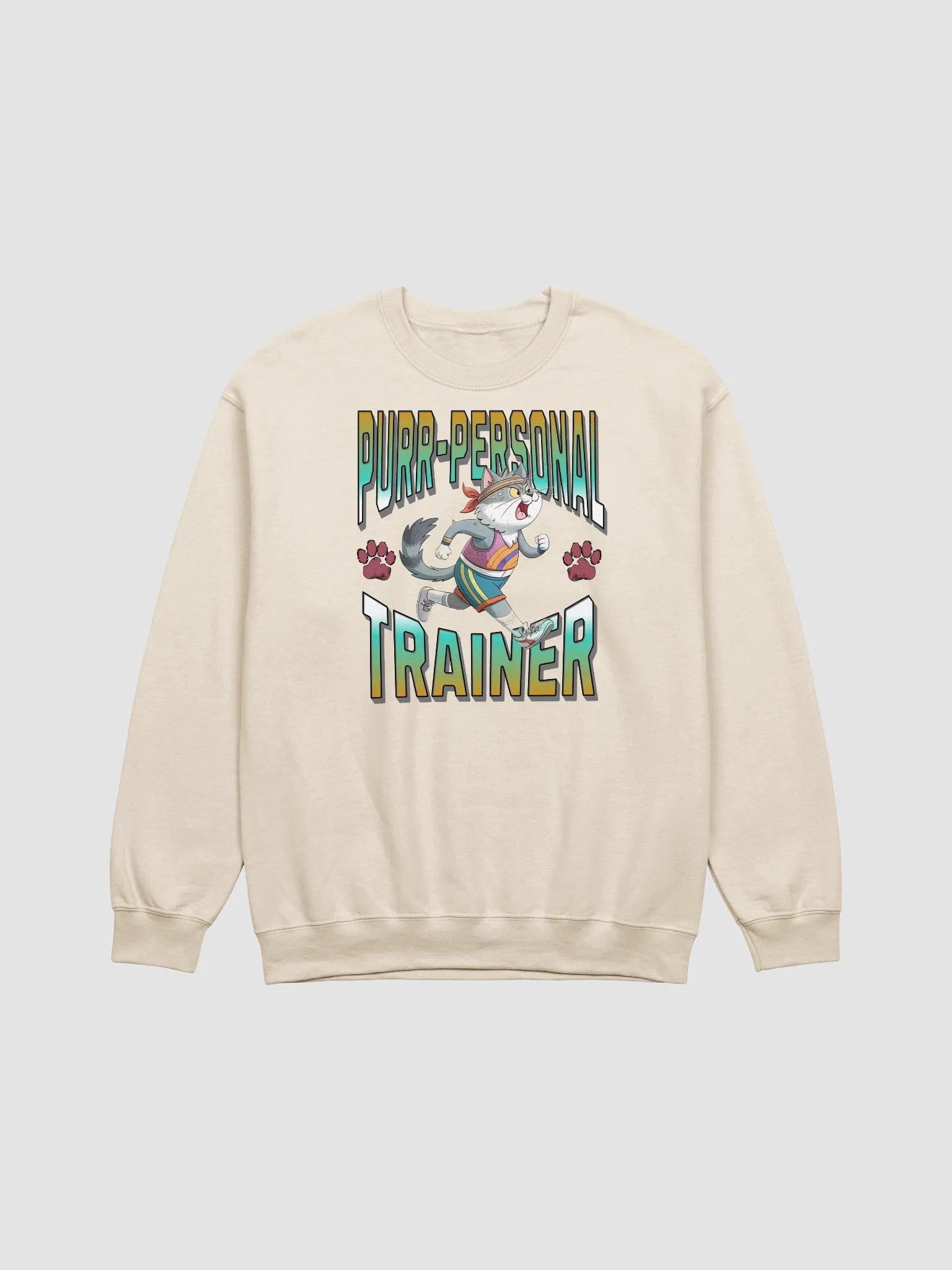 Purr Personal Trainer Cat Crewneck Sweatshirt product image (15)