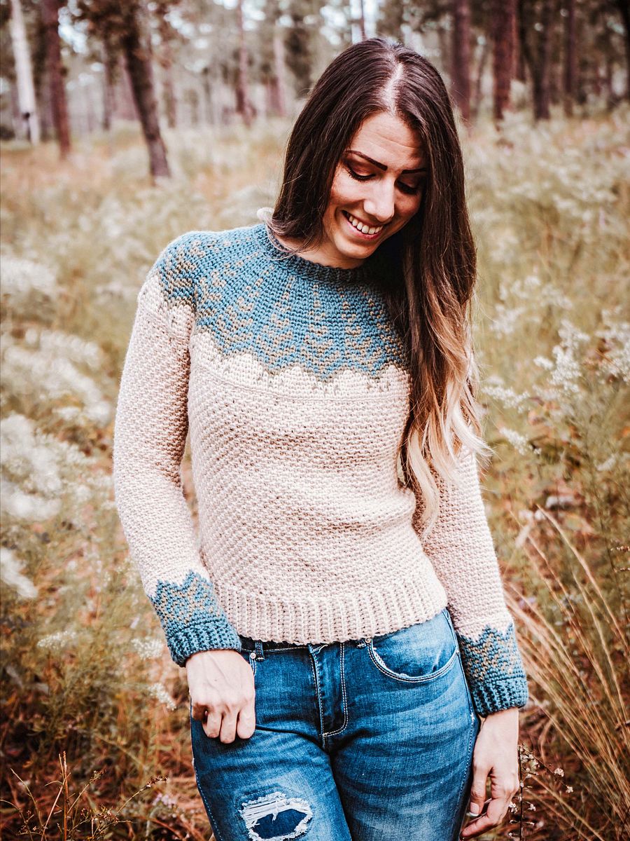 Pine Fair Isle Crochet Sweater Pattern product image (10)
