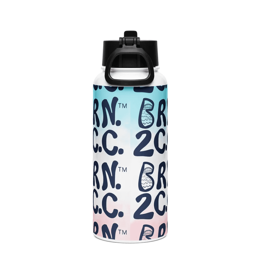 BRN.2C.C.™ | Navy Logo Repeat | Stainless Steel Water Bottle | Iconic Pink, White & Blue product image (2)