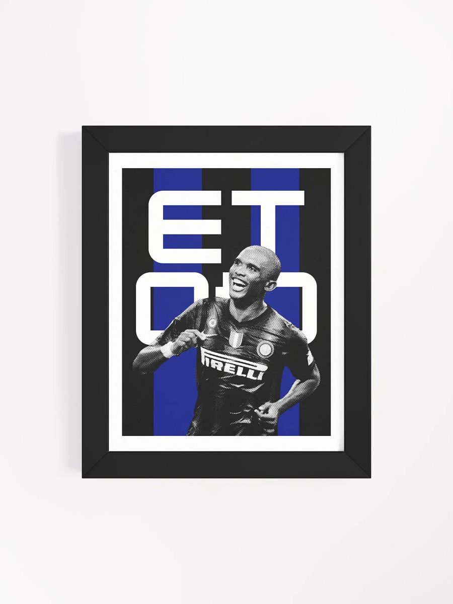 Samuel Eto'o BW Inter Milan Name Art Framed Print product image (2)