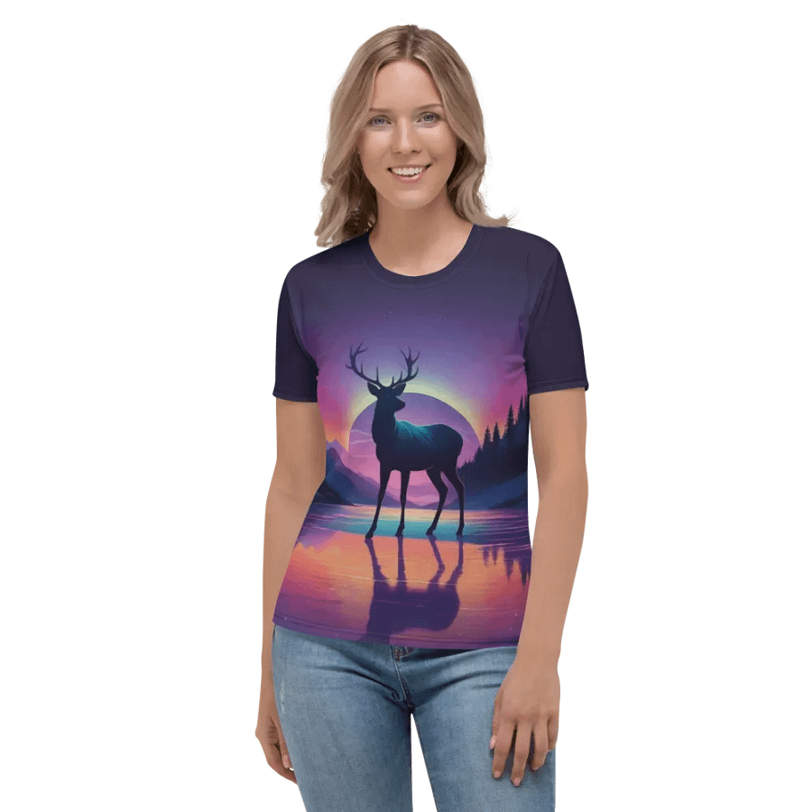 Deer at Sunset in the Wild All Over Print T-shirt product image (2)