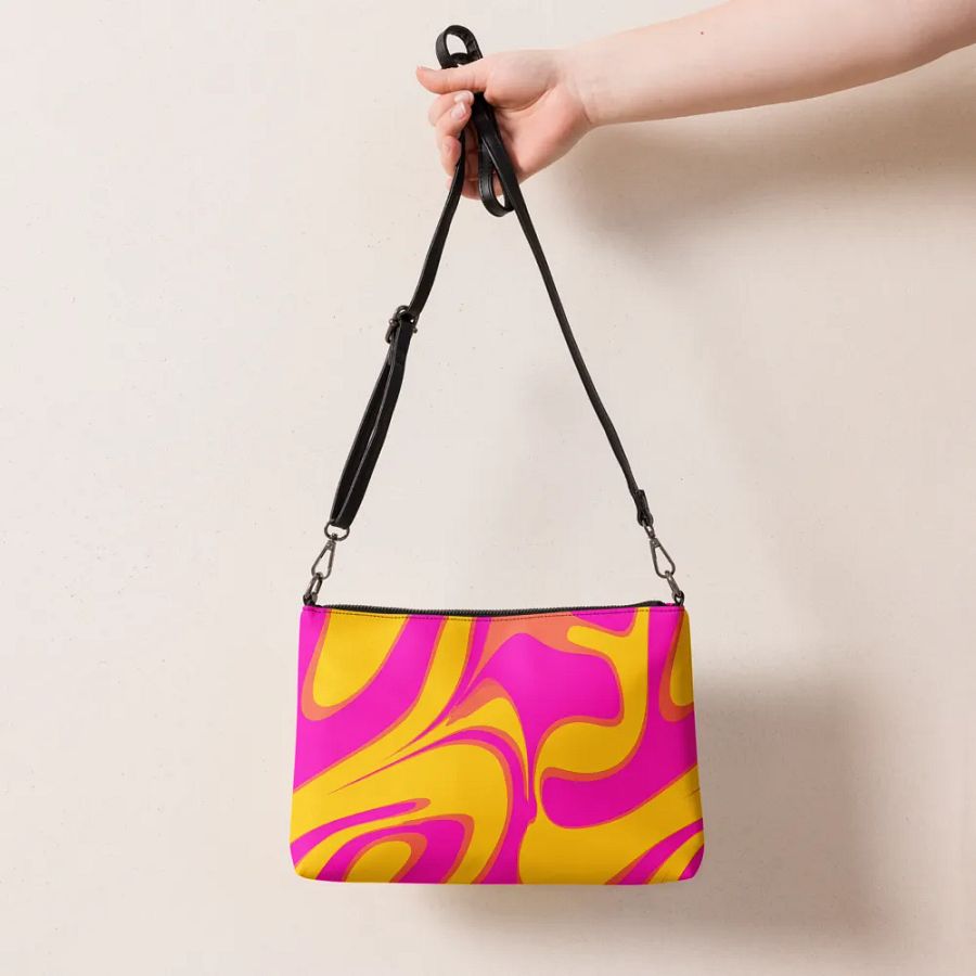 Pink and Yellow Psychedelic Swirls Crossbody Bag product image (7)