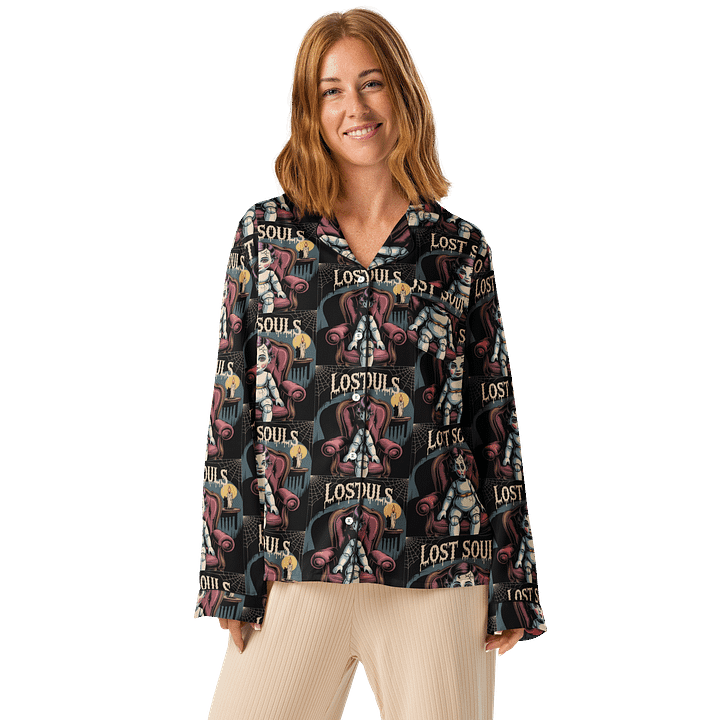 Midnight Veil Designs All-Over Print Women's Long Sleeve Pyjama Top - Lost Souls product image (1)