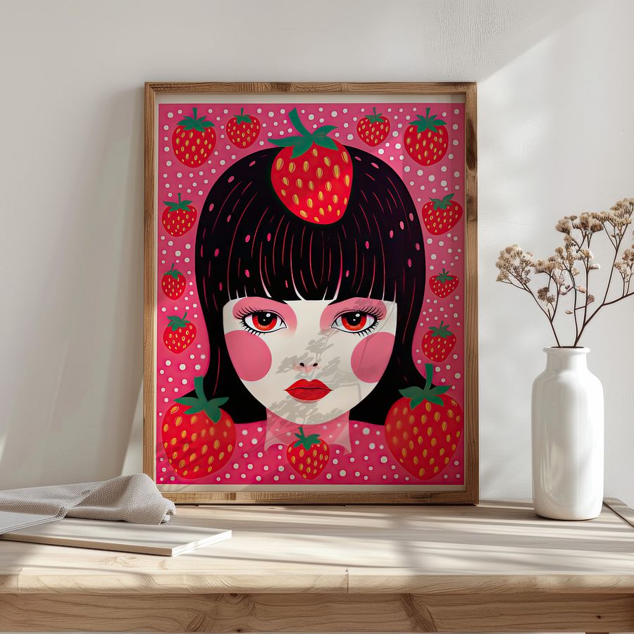 Yayoi Kusama Strawberry Girl Maximalist Art Print product image (26)