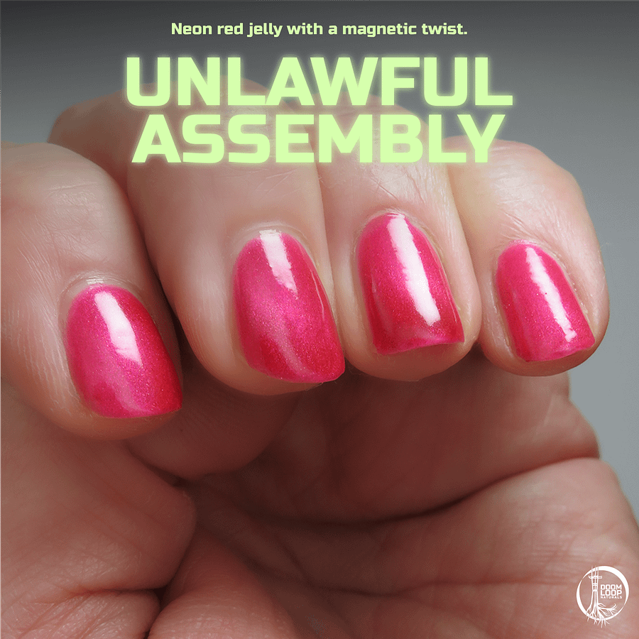 UNLAWFUL ASSEMBLY - Neon Red Jelly Magnetic Shimmer Polish product image (1)