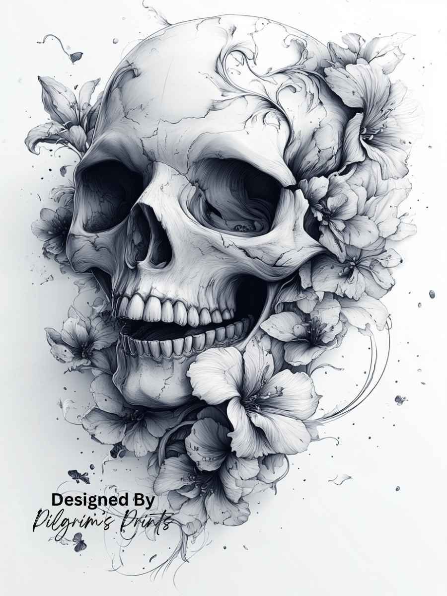 Ethereal Blossom Skull - 9x12 product image (1)