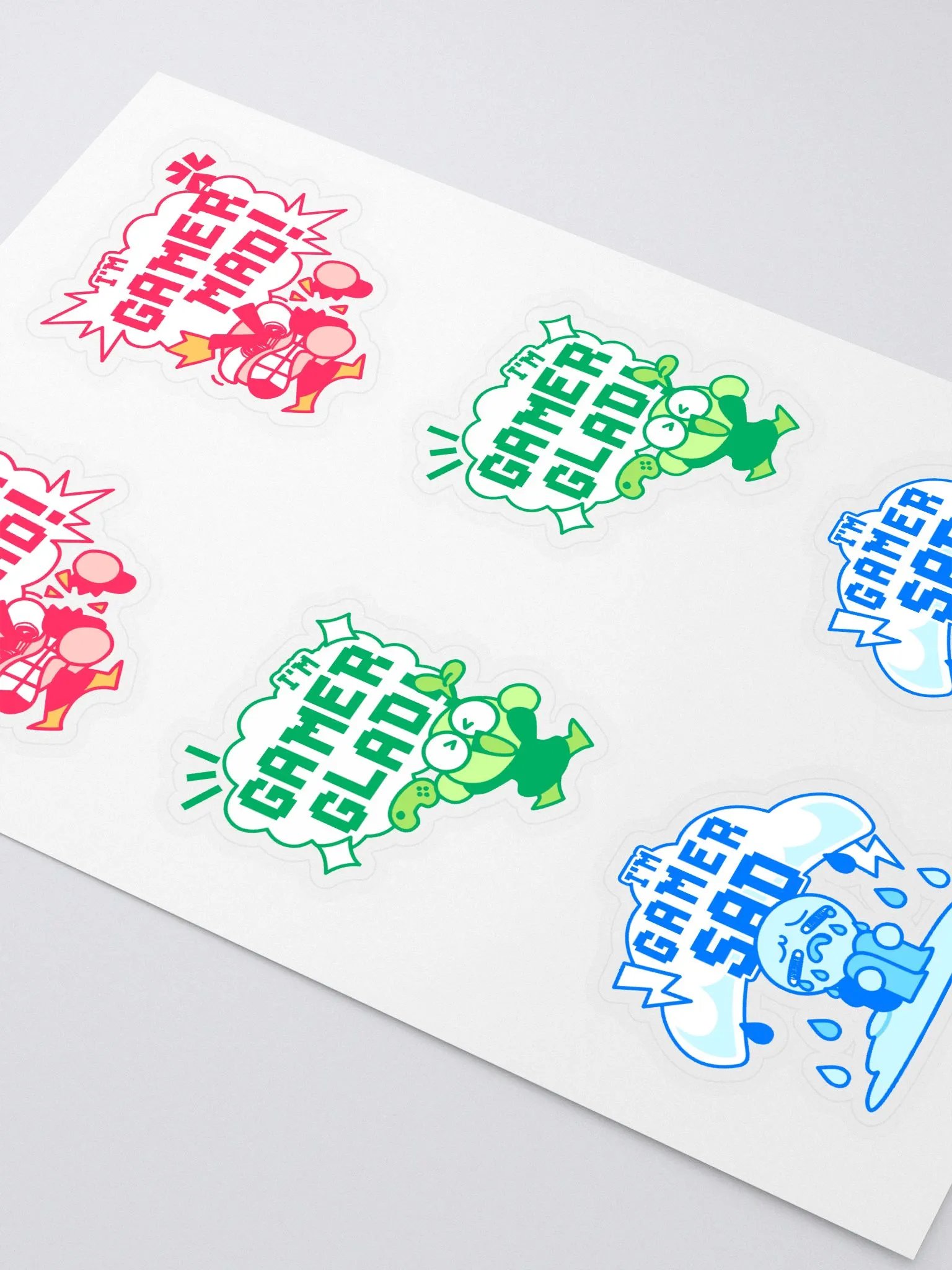 💢Gamer Mad, 🌱Gamer Glad, 💧Gamer Sad Sticker Sheet product image (2)