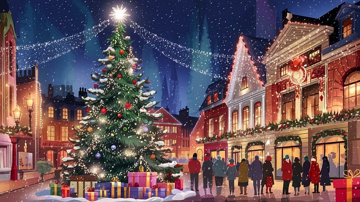 Mesmerizing Christmas Town Square A Festive Winter Wonderland - Frame TV product image (1)