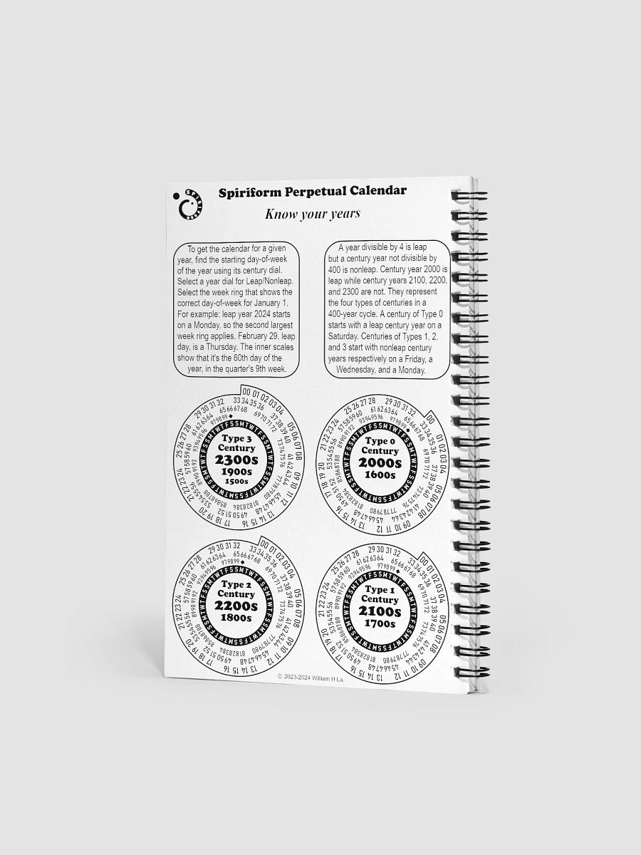 Spiriform Perpetual Calendar Spiral Notebook 5.5