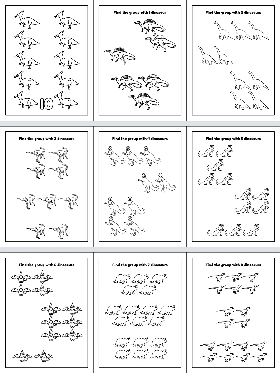 Printable Number Counting Coloring Pages - Dinosaurs Theme product image (3)