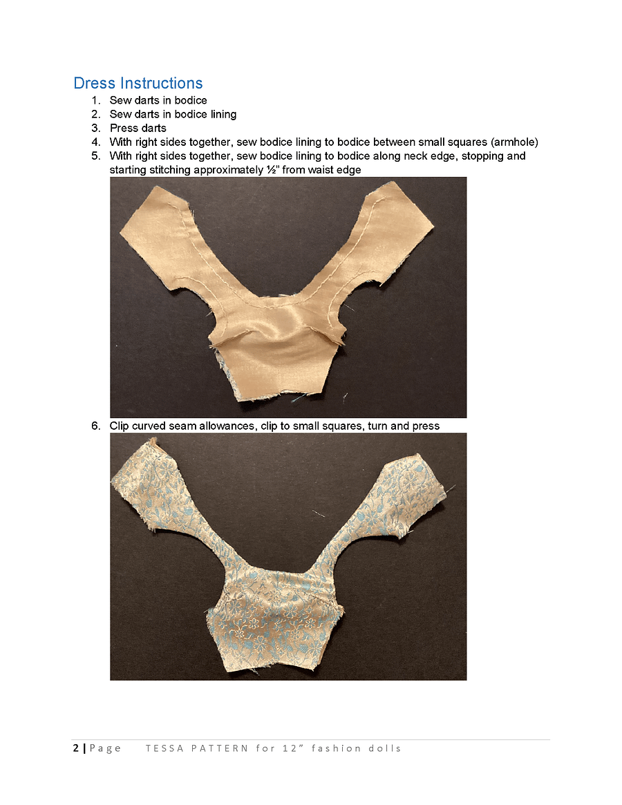 Tessa sewing pattern for 12