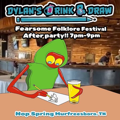 Tonight at 7, we draw! Join us for a spooky night @hopsprings for a @fearsomefolklorefestival Dylan’s Drink & Draw in which w...