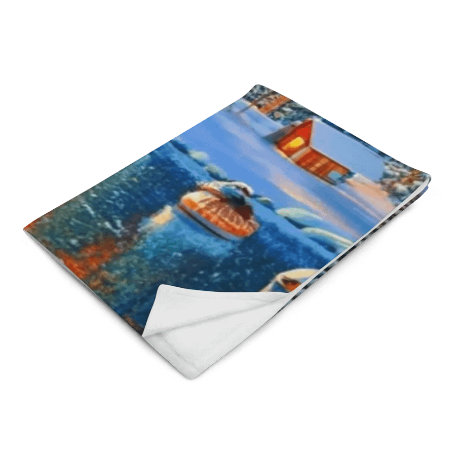 Scenic Snowy Tree-Lined Lake Throw Blanket product image (1)
