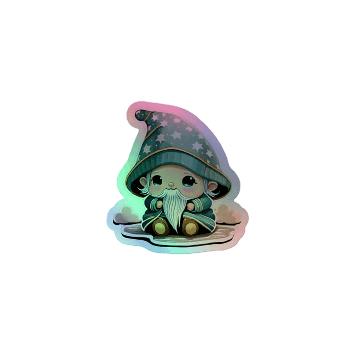 Whimsical Gnome Dressed in Green Holographic Sticker Sheet product image (1)