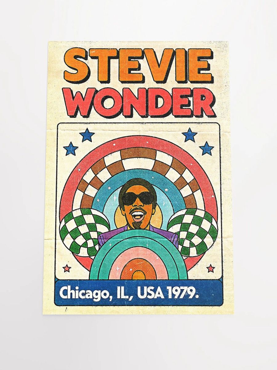 Stevie Wonder Chicago 1979 Poster | Vintage Soul Print | Retro Concert Art | Funk & R&B Music Decor | 80s Music Artwork | Mid-Century Funk Art Print product image (9)