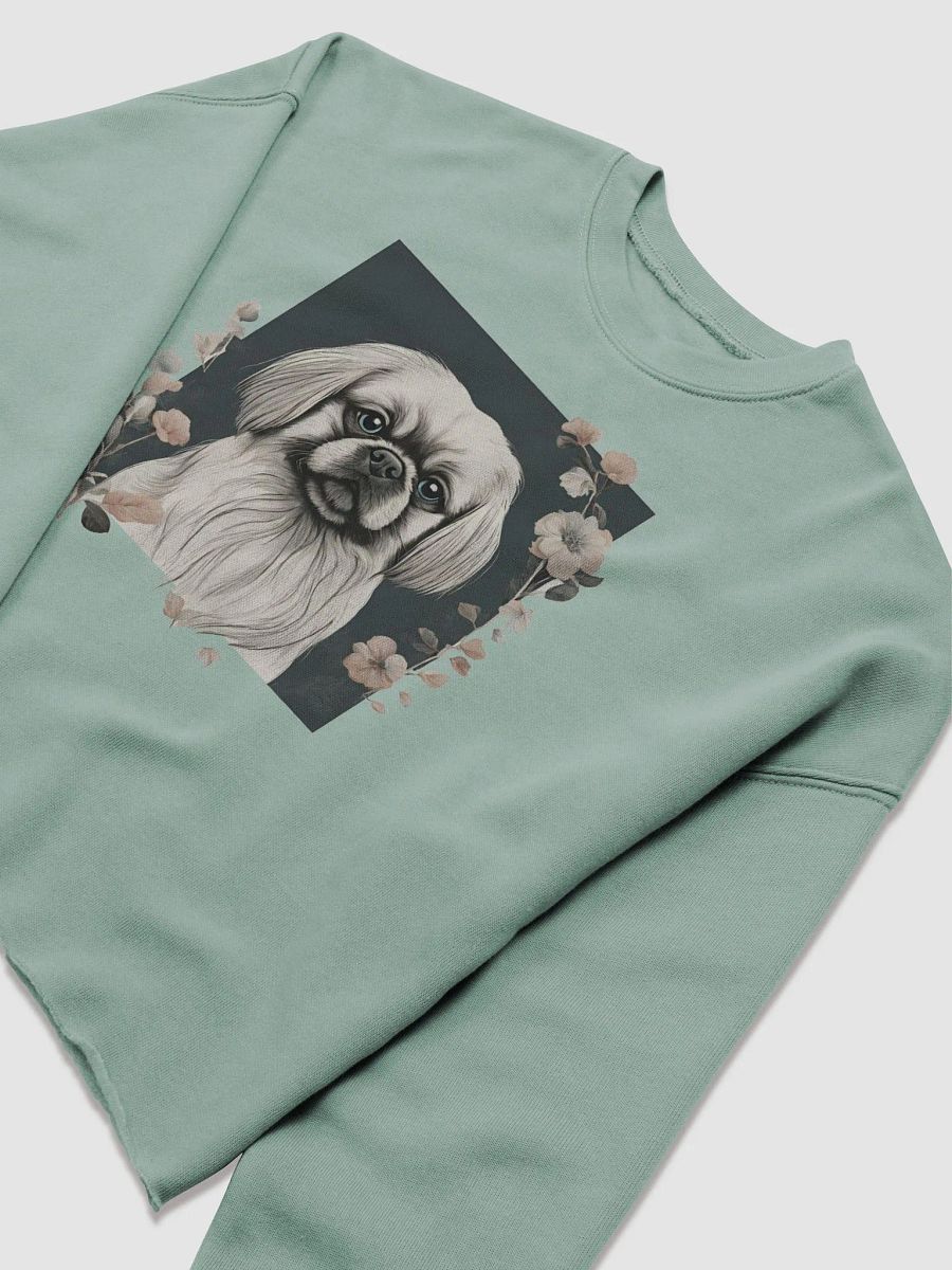 Floral Pekingese Women's Fleece Crop Sweatshirt product image (1)