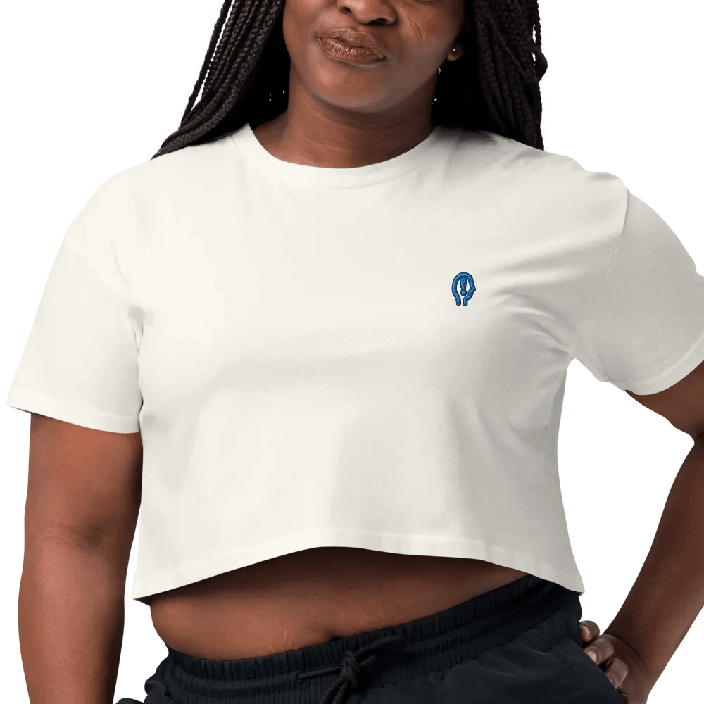 EXCLAIMING MENTALLY (L.C., lake) embroidered cotton crop top product image (3)