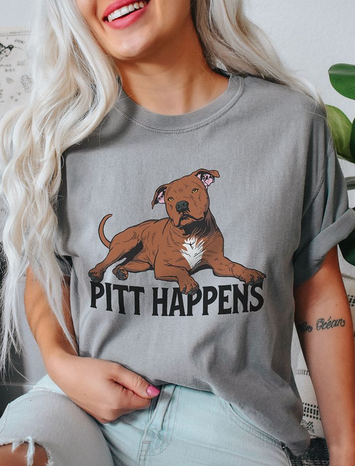 Pitt Happens T-Shirt of a Pitbull Terrier (Red) | Funny T-Shirt for Pitbull, Bully, and Staffordshire Terrier Paw-rents product image (20)