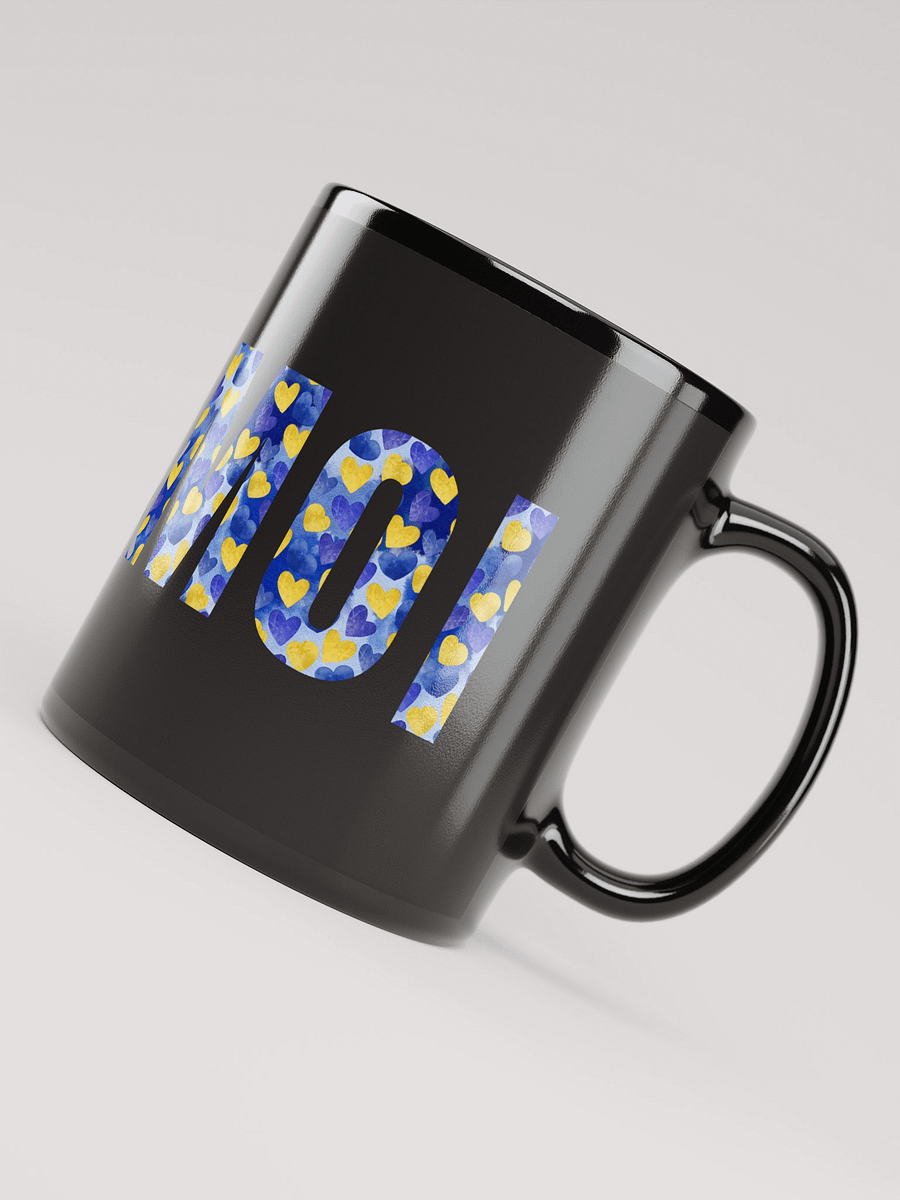 Mug Noir Toi et Moi - Décor Coeurs roses et bleus - Cadeau couple product image (4)