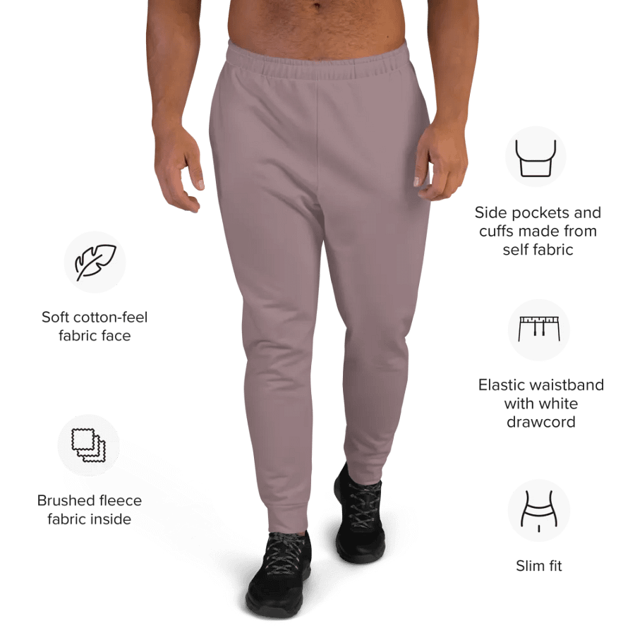 Plain Cool Purplish Brown Soft Summer Recycled Polyester Premium Men's Joggers by Treasure Pie product image (9)