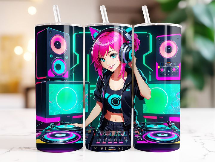 Dj Girl 20 oz Skinny Stainless Steel Tumbler - v1 product image (2)