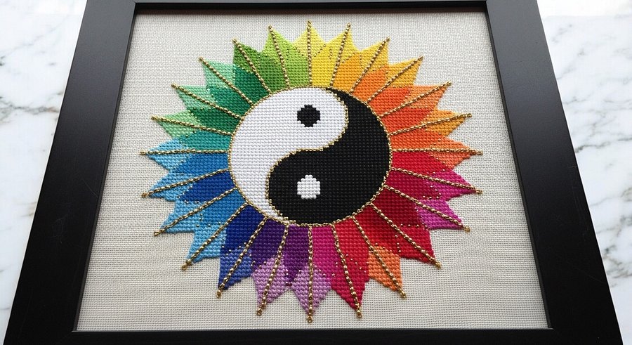 Color Burst Yin Yang Cross Stitch product image (2)