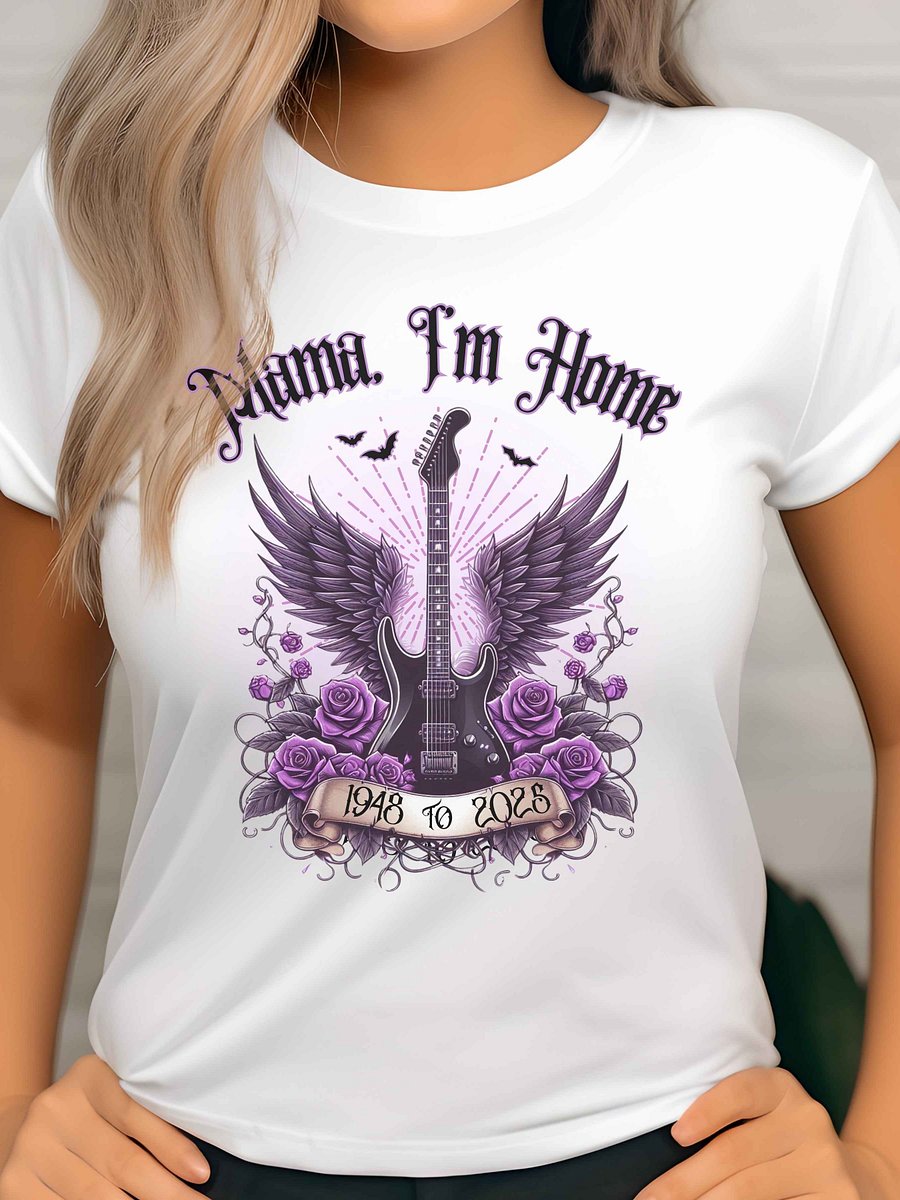 Mama I’m Home PNG, Memorial Guitar Sublimation Design, Comfort Colors Shirt Print, Digital Download Rock Tribute, Angel Wings & Roses product image (6)