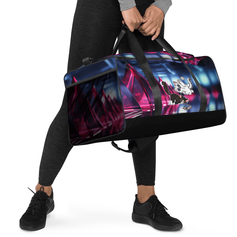 Blue/Pink All-Over Print Duffle Bag : Luigi & Ariel Logo product image (11)