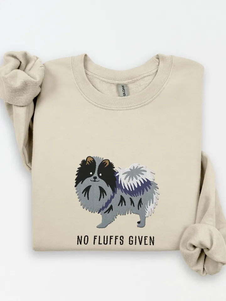 No Fluffs Given Sweatshirt (Embroidered) of a Pomeranian(Blue Merle) product image (1)
