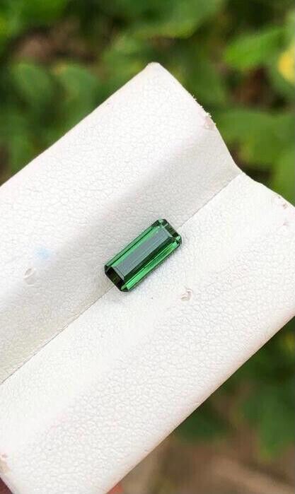 GREEN TOURMALINE FOR WIRE WRAPPING STONE FOR RING & GIFT, EMERALD CUT, 1.10 CRT product image (4)