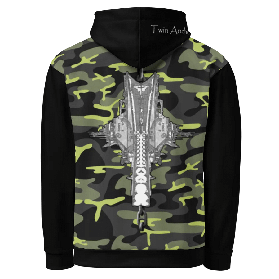 black & Green Camouflage Foss double tug Sketch Hoodie product image (1)
