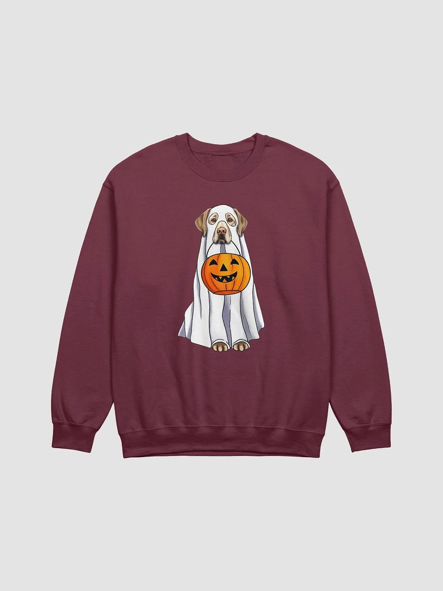 Labrador(Yellow) Halloween Sweatshirt | Funny Fall & Halloween Labrador Wearing a Ghost Costume with a Pumpkin Basket product image (16)