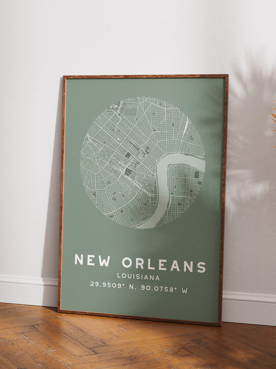 New Orleans Street Map Poster – Sage Green Minimalist Circular City Art product image (3)