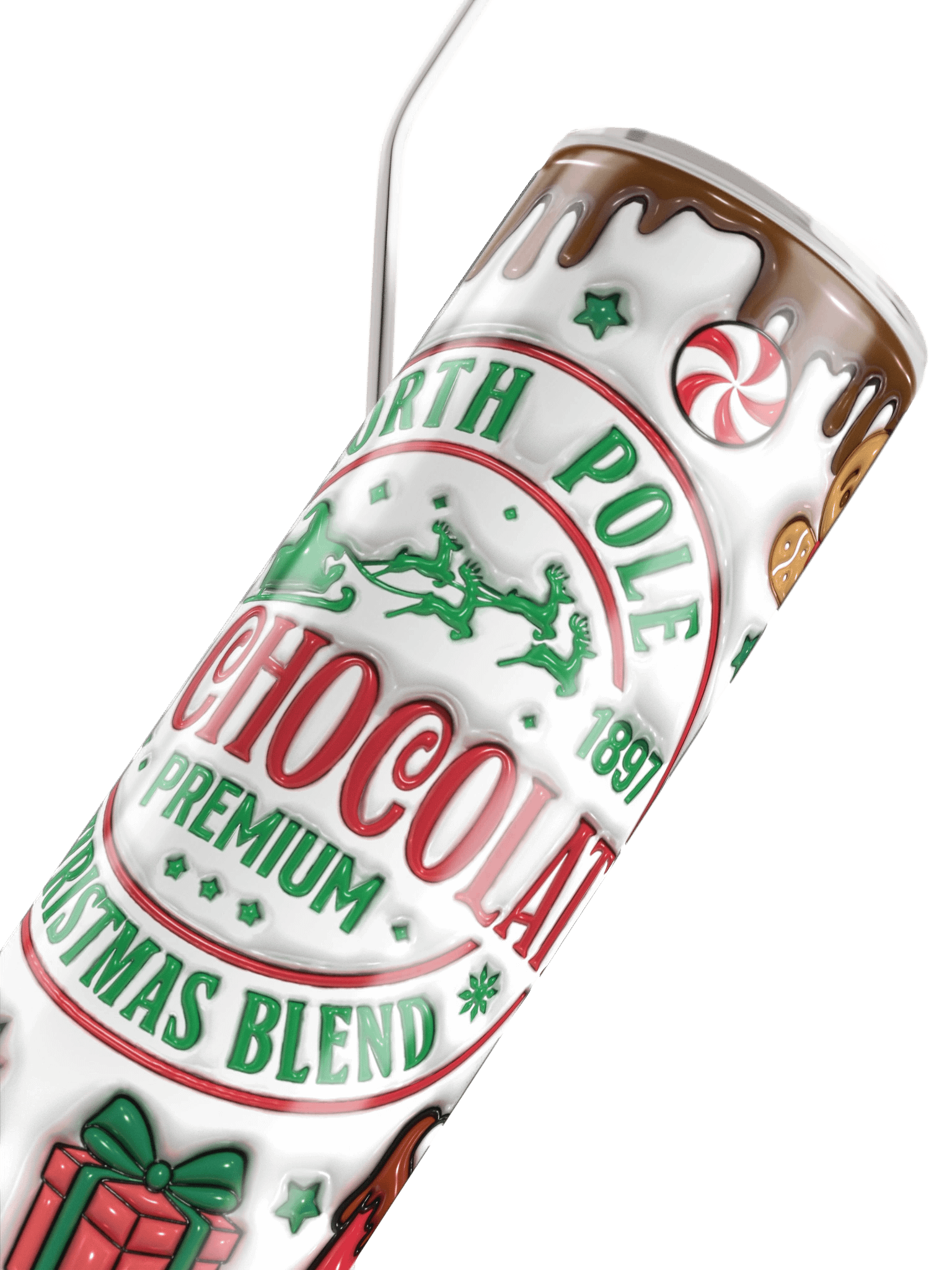 North Pole Hot Chocolate Christmas Tumbler – Festive Stainless Steel Travel Cup with Lid & Straw | Cozy Holiday Gift | Premium Cocoa Blend Mug product image (6)