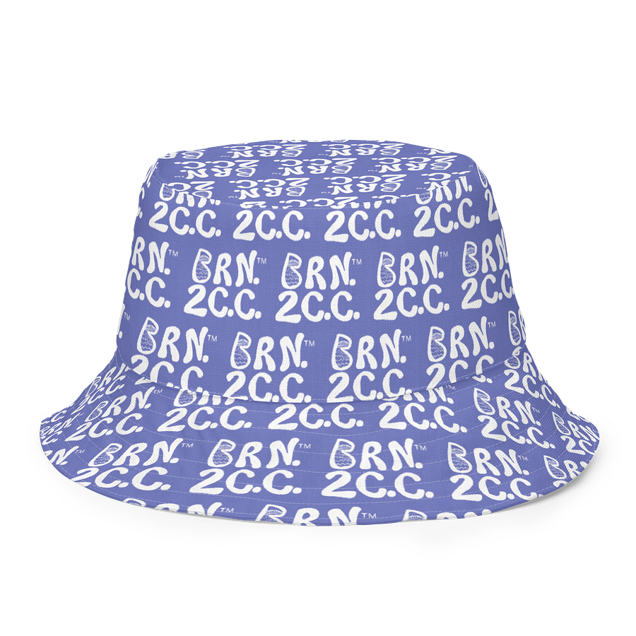 Adults Unisex | Reversible Bucket Hat | BOURNE to Cape Cod™ x BRN.2C.C.™ All-Over Logo Print | Coastal Style Sun Hat | Slate Blue & White product image (7)