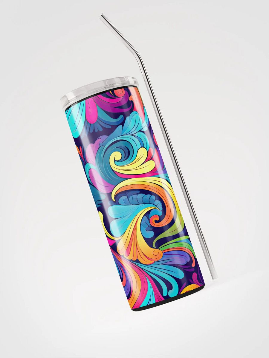 🌈 Funky Rainbow Stainless Steel Tumbler | 20oz Eco-Friendly Cup with Reusable Straw product image (3)