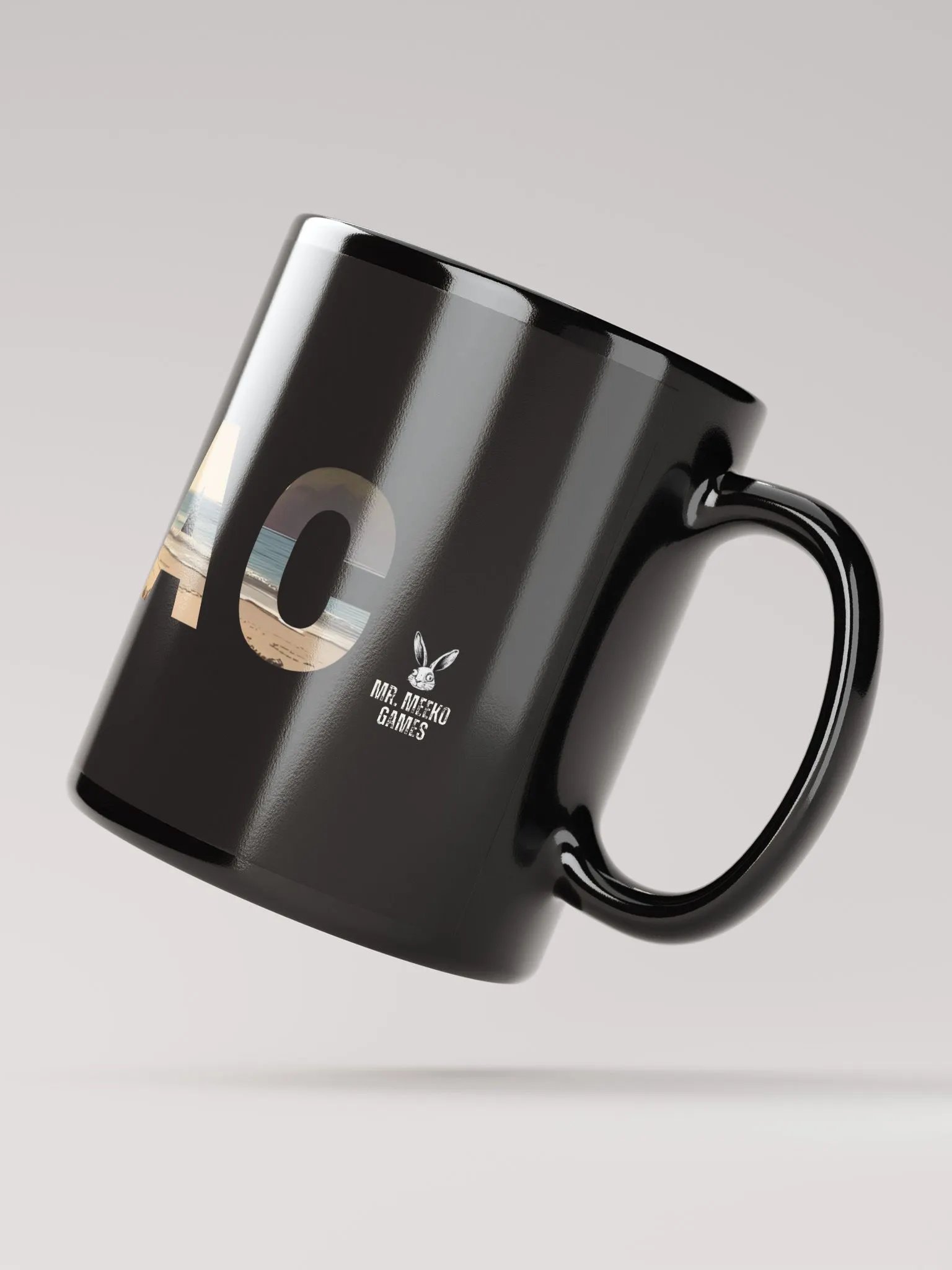 Beach Bottle MANIAC Black Glossy MugBeach Bottle MANIAC White Glossy Mug with Manic Bunny Logo product image (4)