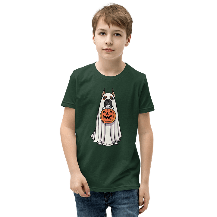 Halloween Boxer(Red, Black Mask, Cropped Ears) Youth T-Shirt product image (13)