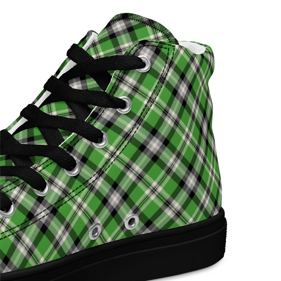 Bright Green Plaid Men's High Top Shoes product image (12)