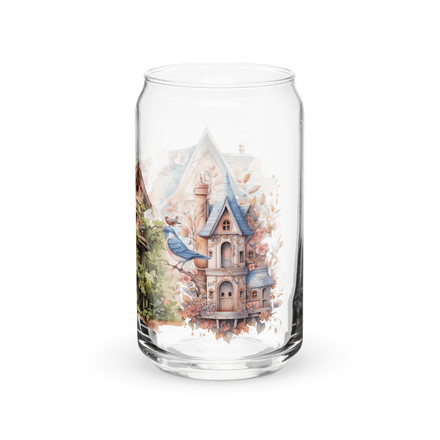 Whimsical Birdhouse Trio Glass Can Sipper product image (3)