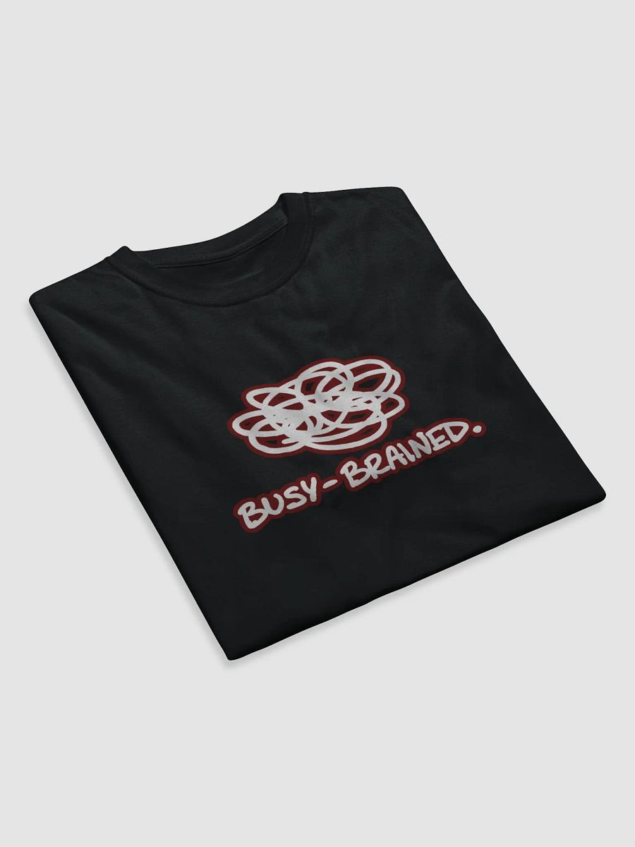 BUSY-BRAINED (lined design, #6D1616) unisex eco tee product image (7)
