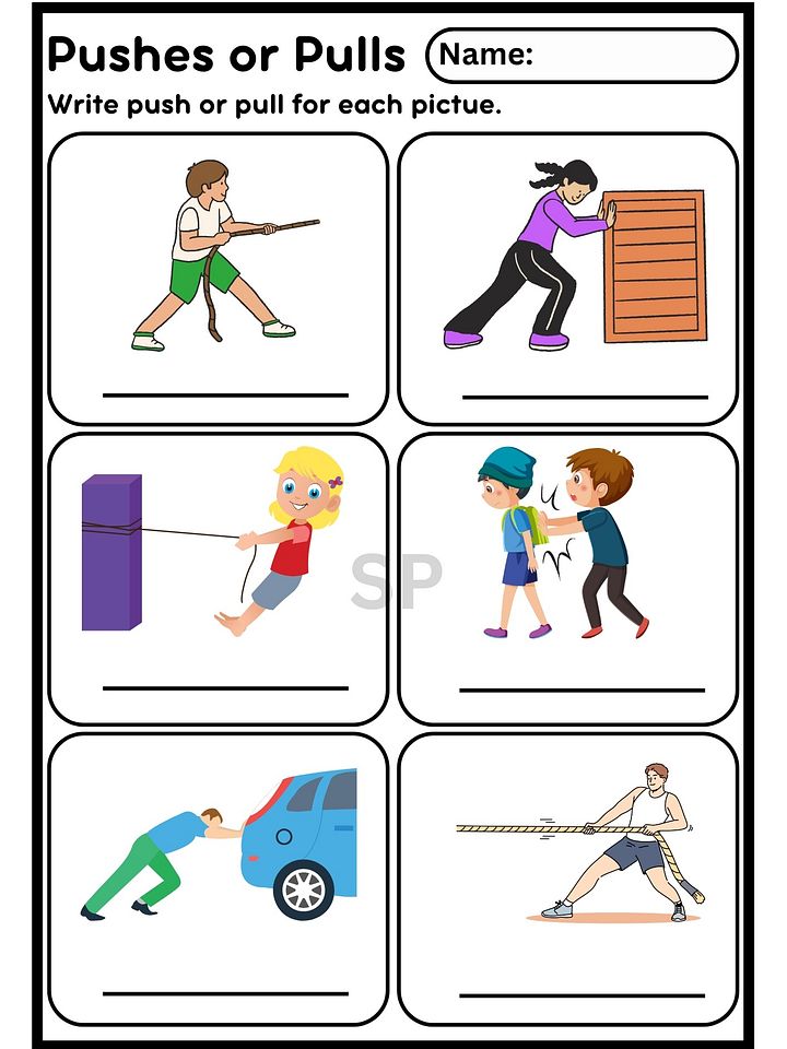 push and pull worksheets for kindergarten product image (2)