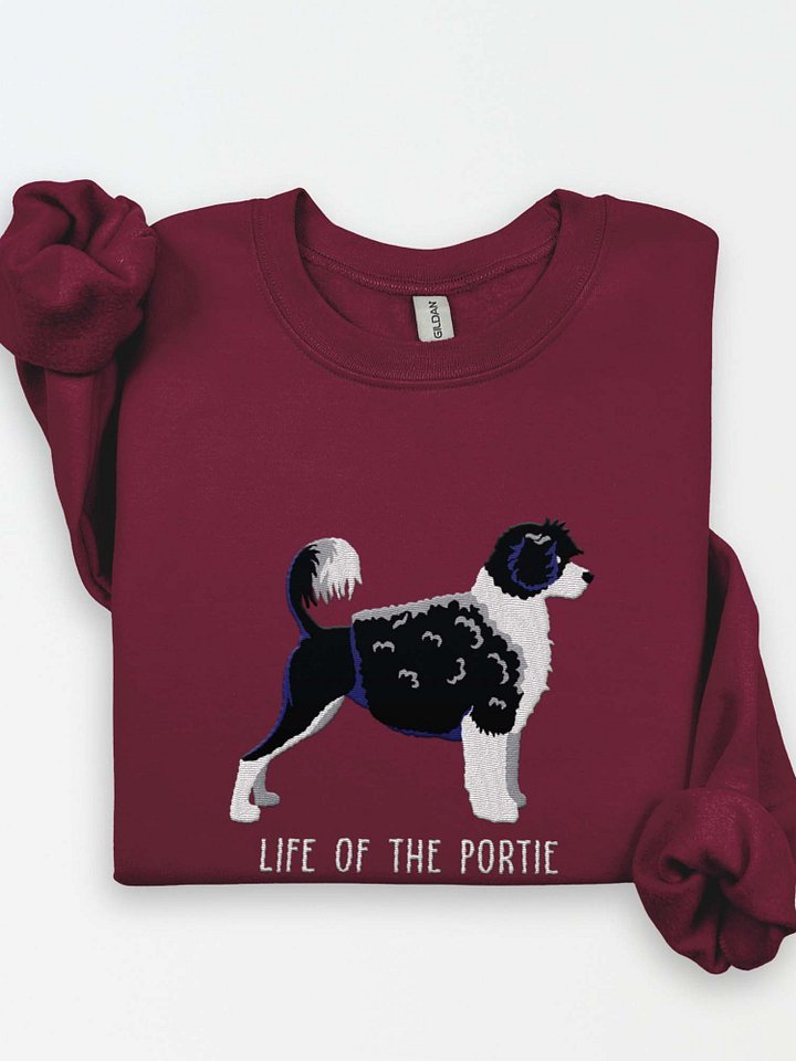 Life of the Portie Sweatshirt (Embroidered) of a Portuguese Water Dog(Black & White) product image (1)