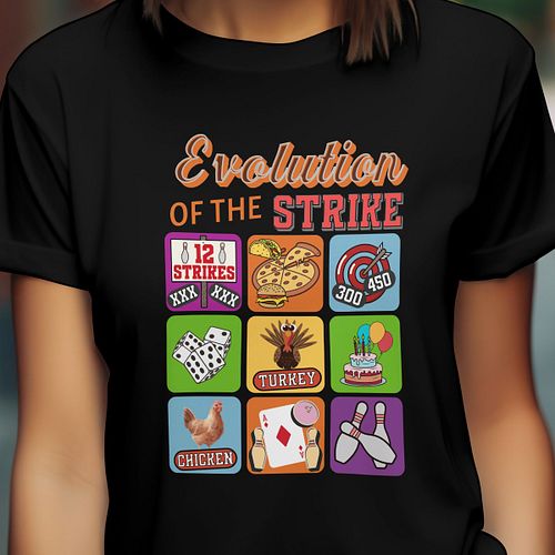 🎳 Evolution Of A Strike tee is here to bowl you over! 😄 This design is a wild celebration of every epic bowling moment—from t...