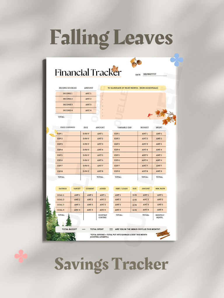 Falling Leaves: Budget Planner — Printable & Digital Spreadsheet (PDF & Template) product image (1)