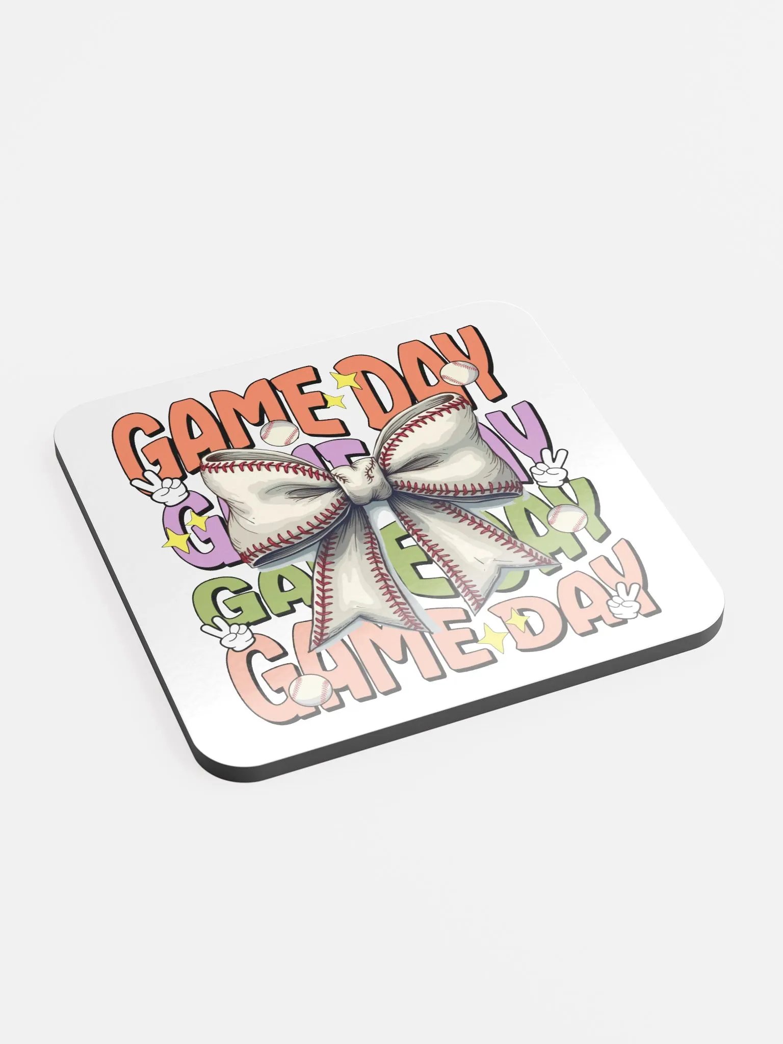 Game Day Bow Baseball Extravaganza Coaster Set product image (3)
