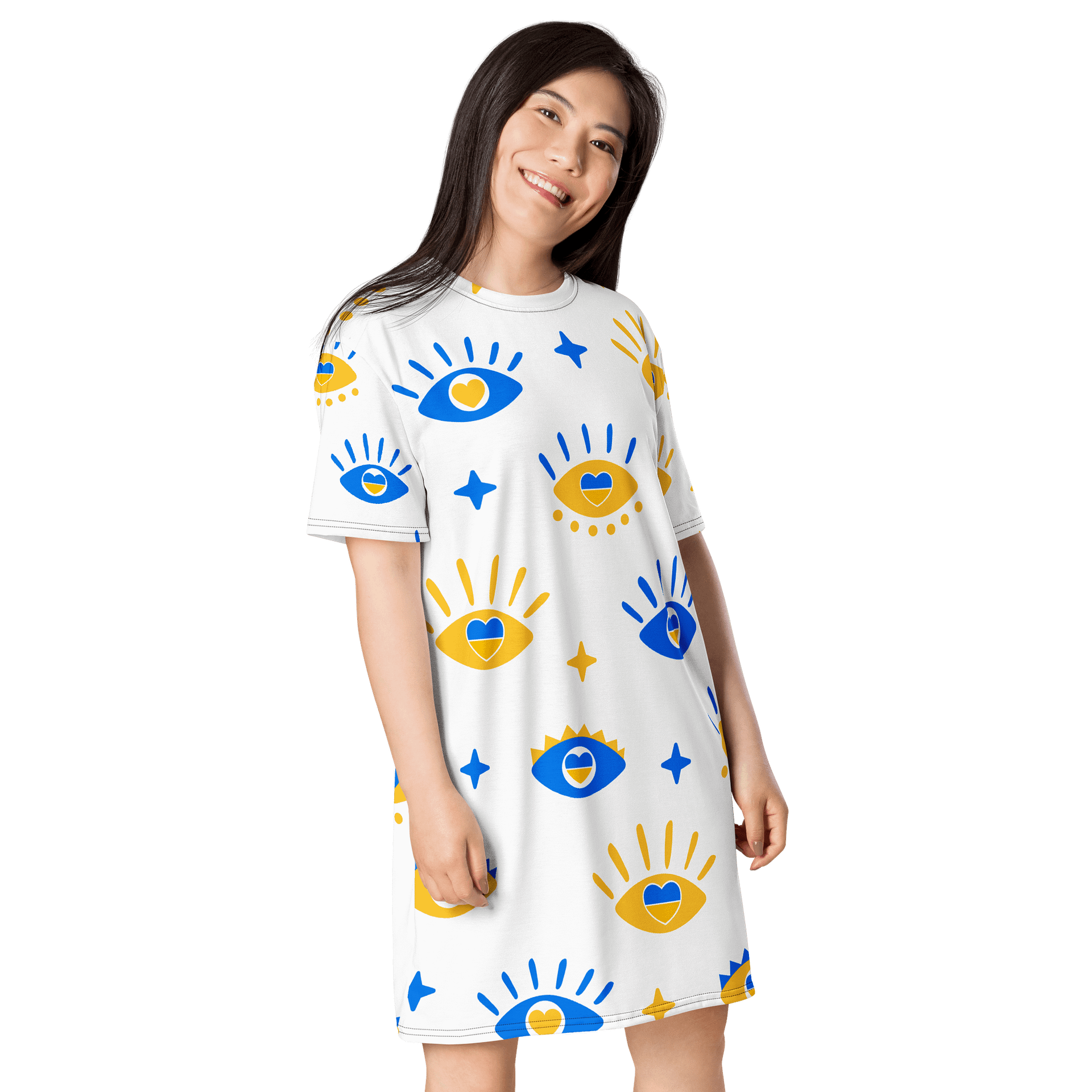 TDS Women's Oversized Eye & Heart Print T-Shirt Dress product image (4)
