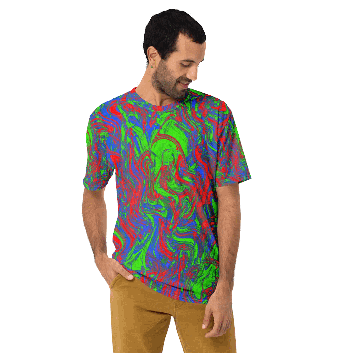 Techno Pattern T-Shirt in Red, Green, Blue, and Purple product image (1)