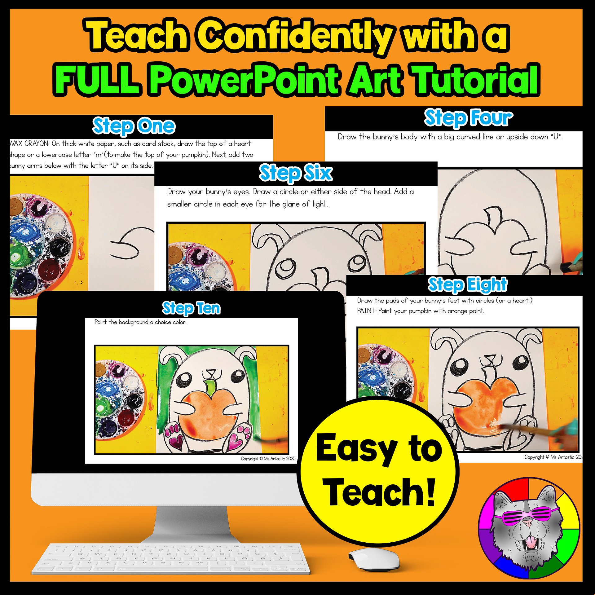 Autumn Bunny with Pumpkin Art Lesson with Reading, Writing & Reflection Activities (Grades K–3) product image (3)